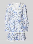 YAS Cocktailkleid mit V-Ausschnitt Modell 'ELIN' in Blau, Größe 34