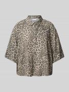 Jake*s Casual Relaxed Fit Hemdbluse aus Viskose-Leinen-Mix in Sand, Gr...