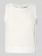 Jake*s Casual Tanktop mit Lochstickerei in Offwhite, Größe 34