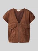 Christian Berg Woman Weste in Leder-Optik in Dunkelbraun, Größe 34