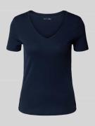 Christian Berg Woman T-Shirt mit geripptem V-Ausschnitt in Dunkelblau,...