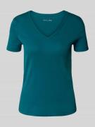 Christian Berg Woman T-Shirt mit geripptem V-Ausschnitt in Petrol, Grö...
