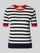 Jake*s Casual Strickshirt aus Viskose-Mix mit Streifenmuster in Marine...
