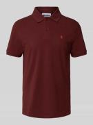 REVIEW Regular Fit Poloshirt mit Label-Stitching in Rostrot, Größe L