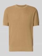 JAKE*S STUDIO MEN T-Shirt mit gerippten Abschlüssen in Camel, Größe L