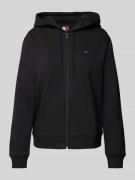 Tommy Jeans Regular Fit Sweatjacke aus Baumwoll-Mix in Black, Größe M