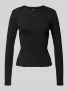 Tommy Jeans Slim Fit Langarmshirt aus Ripp in Black, Größe L