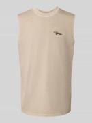 Pegador Tanktop mit Label-Stitching in Stein, Größe L