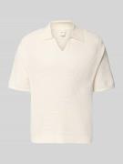 CK Calvin Klein Regular Fit Poloshirt mit V-Ausschnitt in Offwhite, Gr...