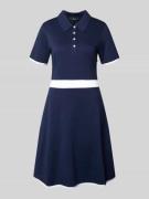 monari Knielanges Polokleid mit kurzer Knopfleiste in Marine, Größe 42