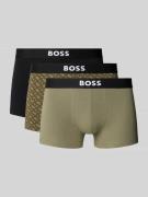 BOSS Regular Fit Trunks aus Baumwoll-Elasthan-Mix im 3er-Pack in Oliv,...