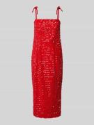 Marc Cain Knielanges Kleid mit Pailletten und Schnürung in Rot, Größe ...