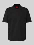 HUGO Poloshirt mit V-Ausschnitt Modell 'Dimersve' in Black, Größe L