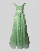 Unique Abendkleid aus Glitzermesh in Lind, Größe 34