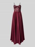 Laona Abendkleid mit Pailletten und Perlen in Bordeaux, Größe 34