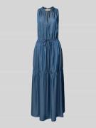 MOS MOSH Maxikleid mit V-Ausschnitt Modell 'Sabri' in Blau, Größe L