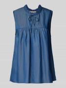 MOS MOSH Blusentop aus Lyocell mit Schlüsselloch-Ausschnitt in Blau, G...