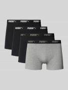 PUMA Boxershorts mit elastischem Logo-Bund im 4er-Pack in Black, Größe...