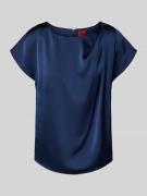 HUGO Blusenshirt aus Satin mit Rundhalsausschnitt in Marine, Größe 32