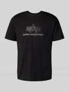 Alpha Industries T-Shirt mit Label-Print und Rundhalsausschnitt in Bla...