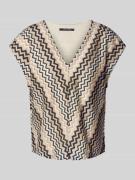 comma T-Shirt mit V-Ausschnitt in Beige, Größe 34