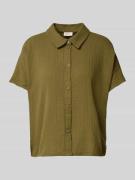 Tom Tailor Denim Boxy Fit Bluse aus reiner Baumwolle in Khaki, Größe L