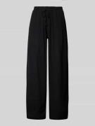 Review Wide Leg Stoffhose mit Tunnelzug in Black, Größe L