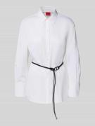 HUGO Hemdbluse mit Taillengürtel Modell 'Everlee' in Weiss, Größe 42