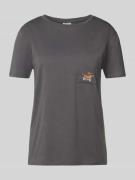 Jake*s Casual T-Shirt mit Stickmotiven in Dunkelgrau, Größe XS