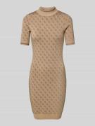 Guess Mini Strickkleid mit Logo-Muster Modell 'LISE' in Sand, Größe XS