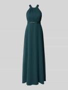 V.M. Abendkleid mit gelegten Falten und Cut Out am Rücken in Dunkelgru...