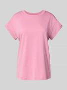 Jake*s Casual T-Shirt mit geripptem Rundhalsausschnitt in Mauve, Größe...