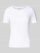 Jake*s Casual T-Shirt in Ripp-Optik in Weiss, Größe L