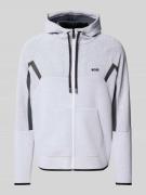 BOSS Green Regular Fit Sweatjacke mit Baumwolle in Weiss, Größe L