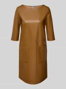MM Schmales Kleid in Kunstleder Optik in Cognac, Größe XS