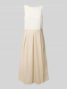 Zero Midikleid aus Viskose-Mix mit Kellerfalten in Beige, Größe 34