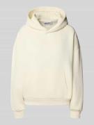 Review Hoodie mit Label-Stitching und Känguru-Tasche in Offwhite, Größ...