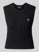 Polo Ralph Lauren Pullunder mit Zopfmuster und Logo-Stitching in Black...