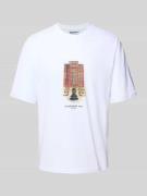 REVIEW T-Shirt mit Label-Print in Weiss, Größe L