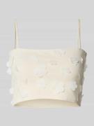 Mango Crop Top mit floralen Applikationen Modell 'ACRA' in Weiss, Größ...
