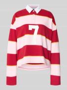 Review Sweatshirt mit Umlegekragen und Knopfleiste in Dunkelrot, Größe...