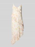 Gina Tricot Midikleid mit Volants und V-Ausschnitt in Apricot, Größe L