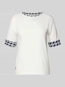 Marc Cain T-Shirt mit Rundhalsausschnitt in Offwhite, Größe 38