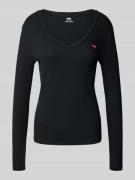 Levi's® Longsleeve mit Label-Stitching und V-Ausschnitt in Black, Größ...
