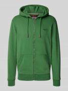 Superdry Sweatjacke mit Känguru-Tasche und Label-Stitching in Dunkelgr...
