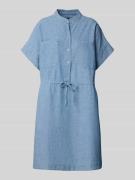 Stefanel Knielanges Kleid in Denim-Optik mit Stehkragen in Jeansblau, ...