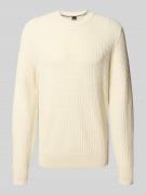 BOSS Regular Fit Strickpullover aus reiner Baumwolle in Offwhite, Größ...