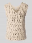 s.Oliver BLACK LABEL Regular Fit Häkel-Top aus Baumwoll-Mix in Sand, G...