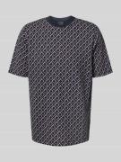 bugatti T-Shirt im Allover-Look mit Rundhalsausschnitt in Marine, Größ...
