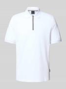 bugatti Regular Fit Poloshirt mit Reißverschluss in Weiss, Größe M